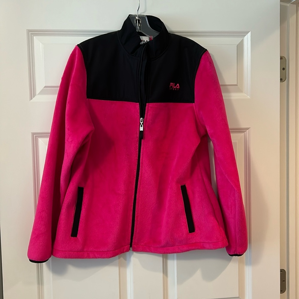EUC Fila Fleece Zip Up Jacket. Large